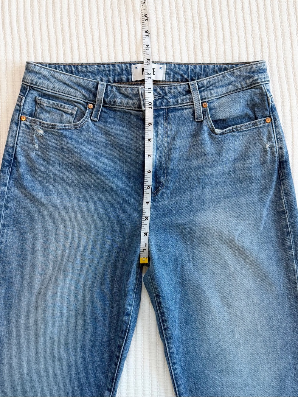 Paige Leenah Ankle High Rise Jean in Medium Henna Wash with Raw Hem - Picture 8 of 10